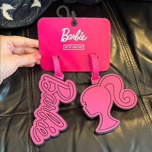 Barbie Hot Pink Script & Ponytail Silicone Bag Tags